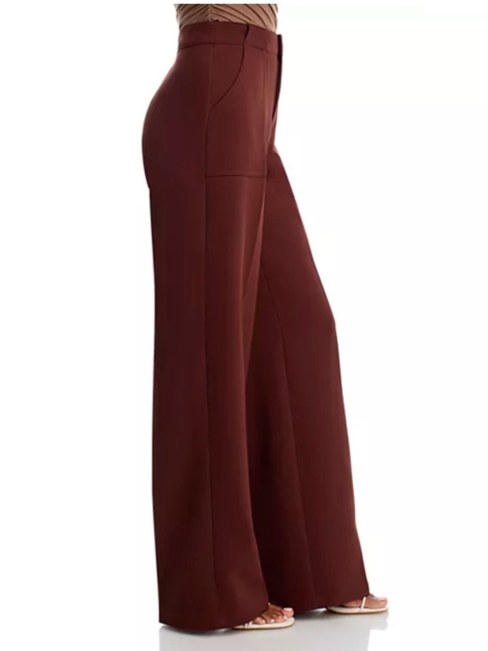 Aqua Wide-Leg High-Rise Pants in Deep Maroon - Picture 5 of 7